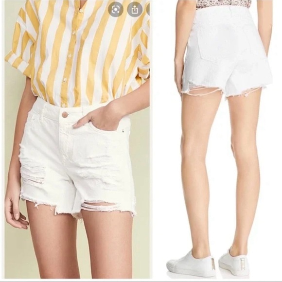 DL1961 White Distressed Jean Shorts - Picture 1 of 2